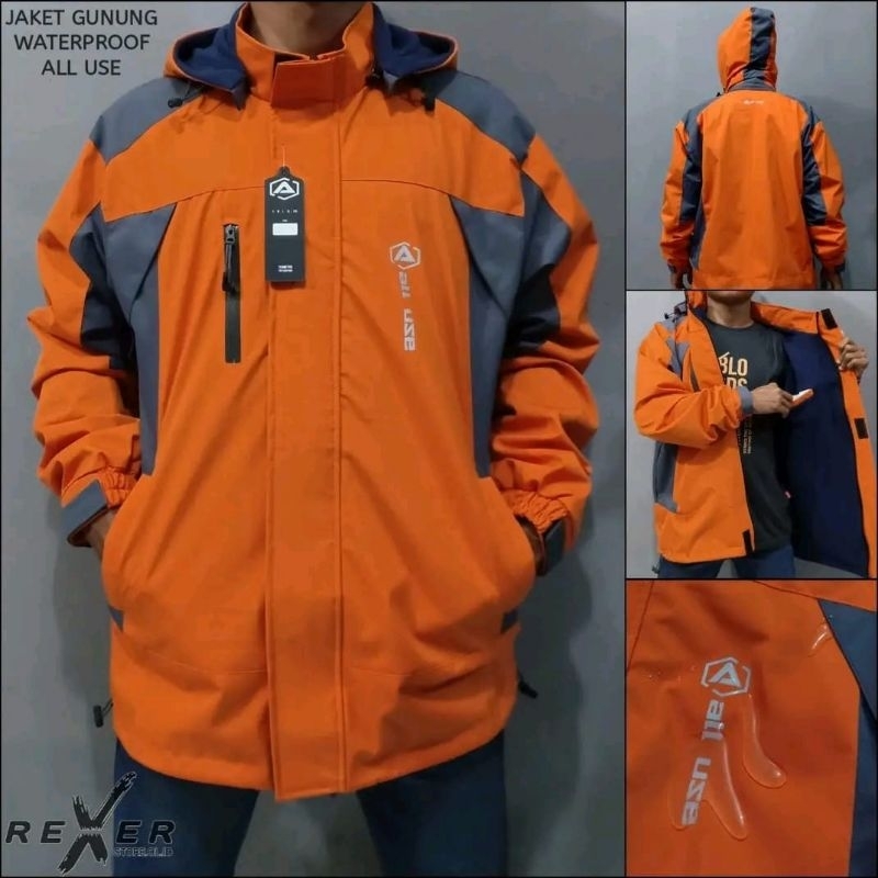 JAKET WATERPROOF WINDPROOF GUNUNG ALL USE ORIGINAL JAKET ALL USE JAKET GUNUNG ALL USE ORANGE MIX ABU