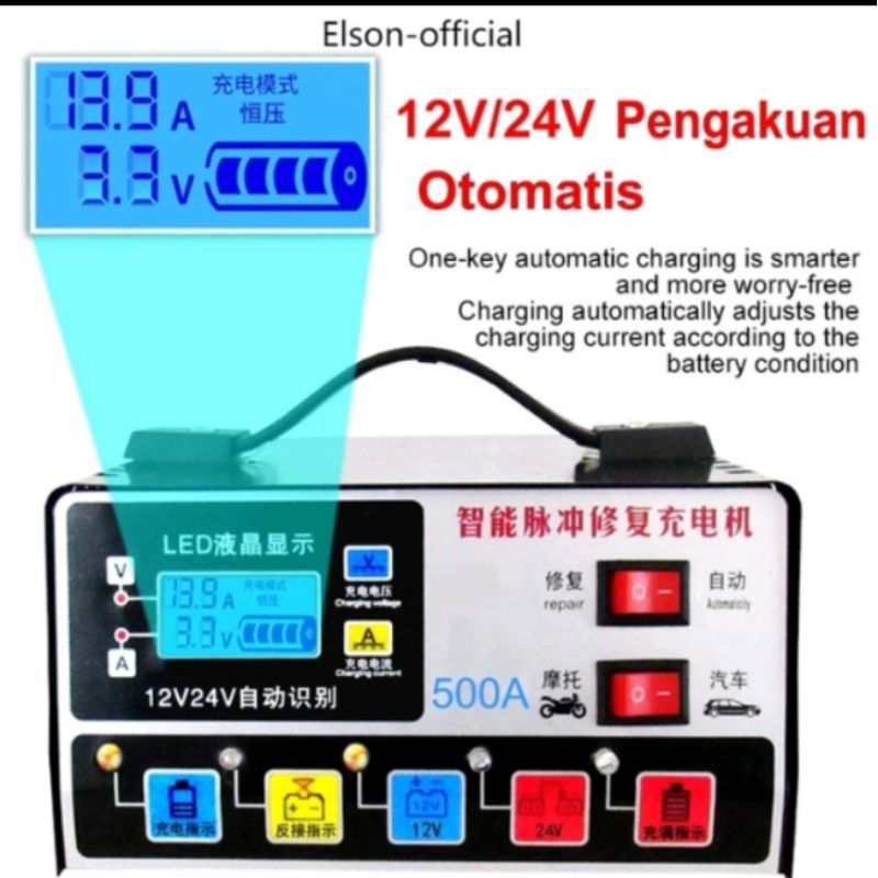 charger aki otomatis smart intelligent auto repair mobil pengisi daya 12v24volt charger otomatis aki