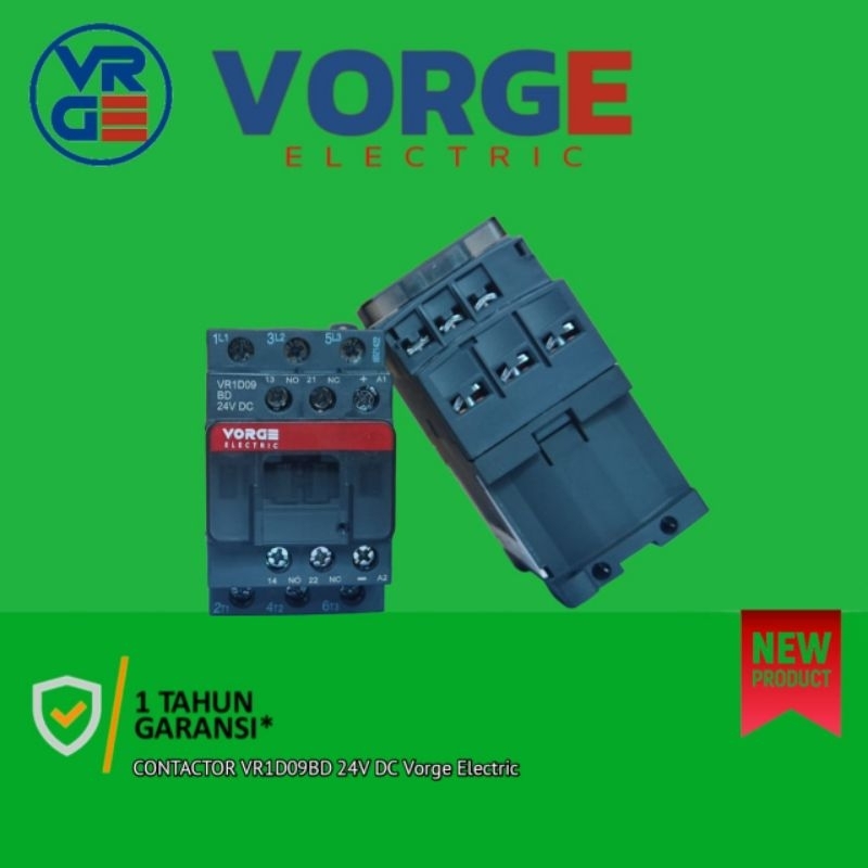 Kontaktor Contactor VORGE VR1D09 BD VR1D09BD 24VDC setara LC1D09 LC1D09BD garansi 1 tahun
