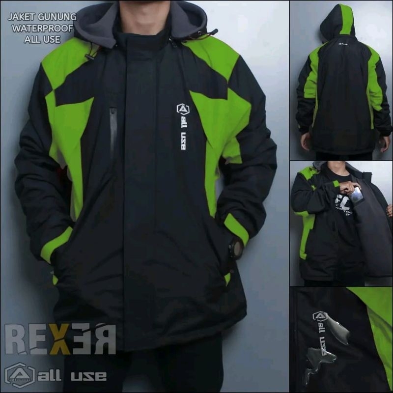 JAKET WATERPROOF WINDPROOF GUNUNG ALL USE ORIGINAL JAKET ALL USE JAKET GUNUNG ALL USE HITAM MIX HIJO