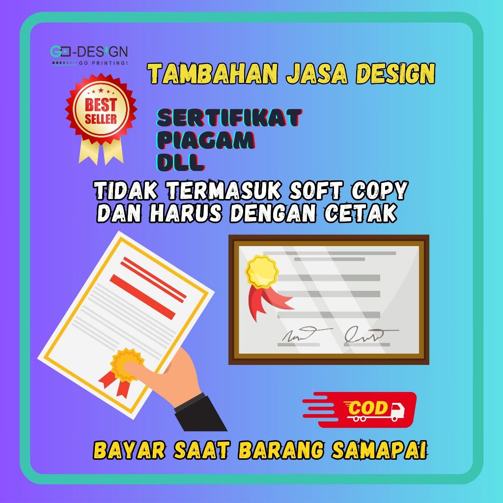 

tambahan jasa design sertifikat/piagam penghargaan