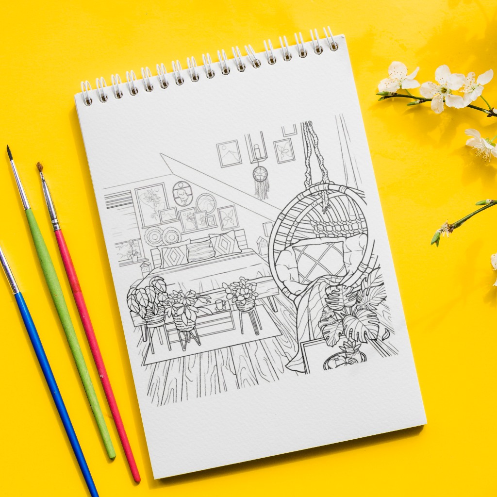 

HJK Coloring Book Cozy Interior Edition - Aesthetic Interior - Buku Mewarnai Dewasa