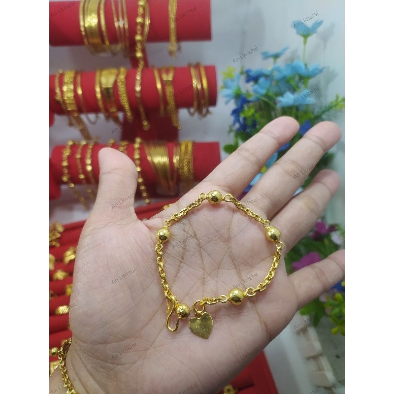 Perhiasan lapis kristal gelang bola rantai lapis KRISTAL