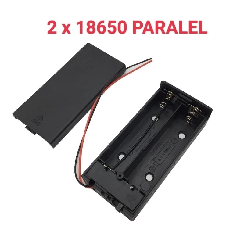 Holder Baterai 2 x 18650 PARALEL + Tutup + Saklar + Kabel