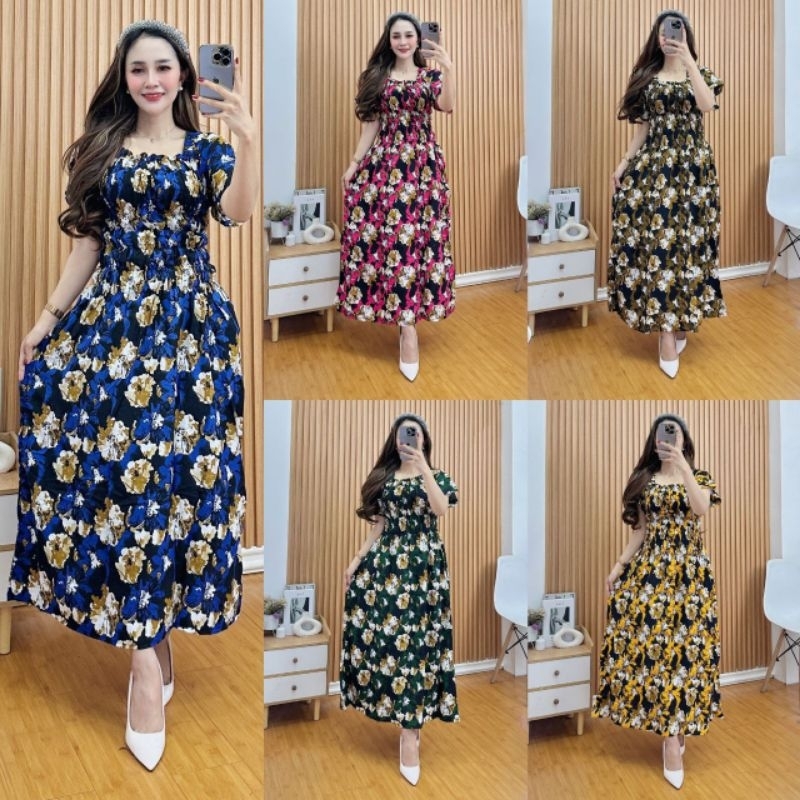 Ayla Dress Smok Rayon Premium Smok Muter Busui Karet Smok Ada Saku