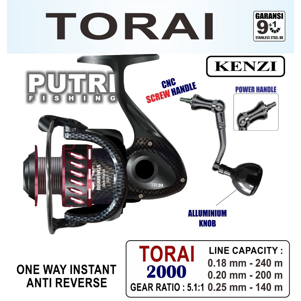 TERLARIS Reel Kenzi Torai 2000 3000 4000 5000 Toray Power Handle
