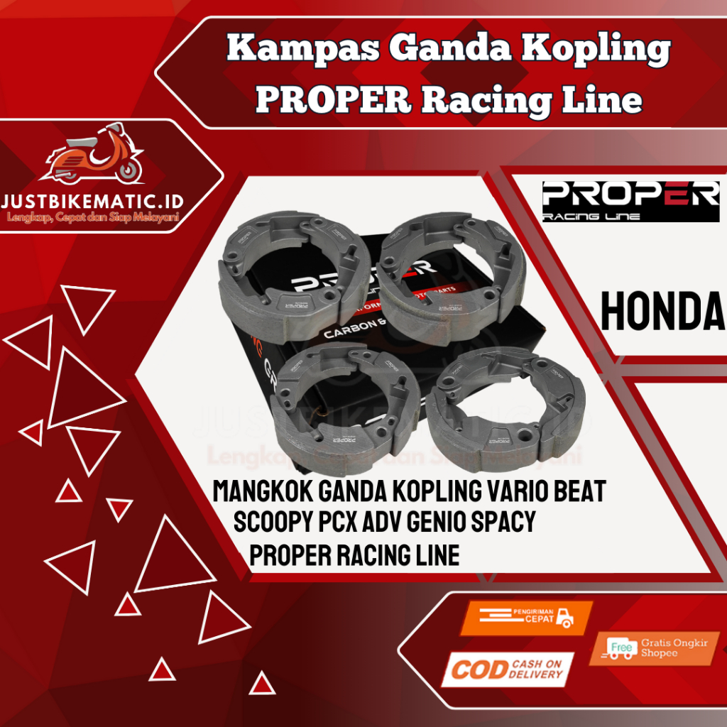 Kampas Ganda Kopling Carbon Kevlar Clutch Shoe Vario PCX ADV Beat Scoopy Spacy 110 125 150 160 cc Te
