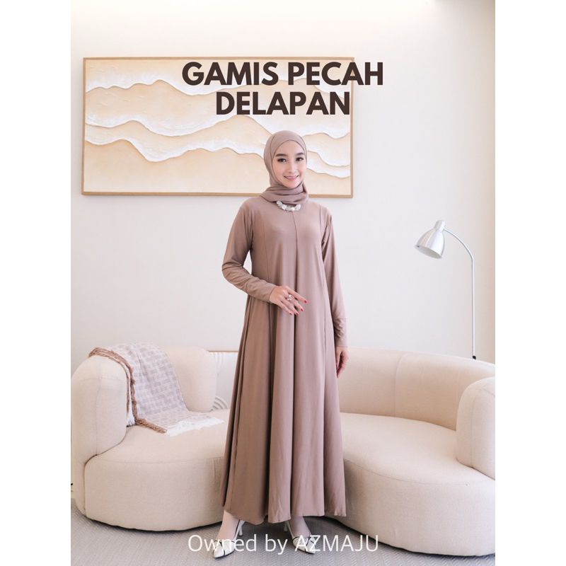 GAMIS PECAH 8 DELAPAN BAHAN JERSEY PREMIUM | GAMIS MANSET POLOS
