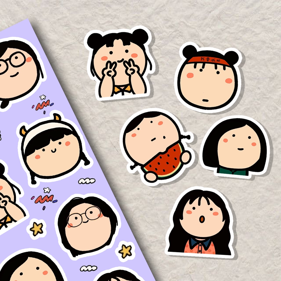 

Stiker cutee face | vinyl | waterproof | glossy