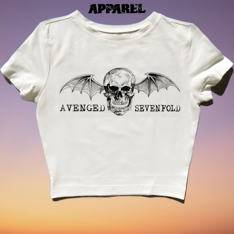 CROP TOP AVENGED SEVENFOLD VOL 2 | GRUNGE | CROPTOP PUTIH | CROP TEE SLIM FIT STYLE Y2K VINTAGE AEST