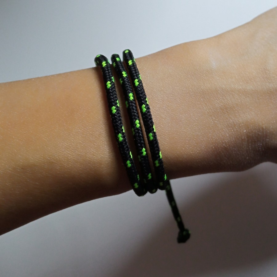 gelang tali prusik 3 layer / gelang tali / gelang simple - Hitam