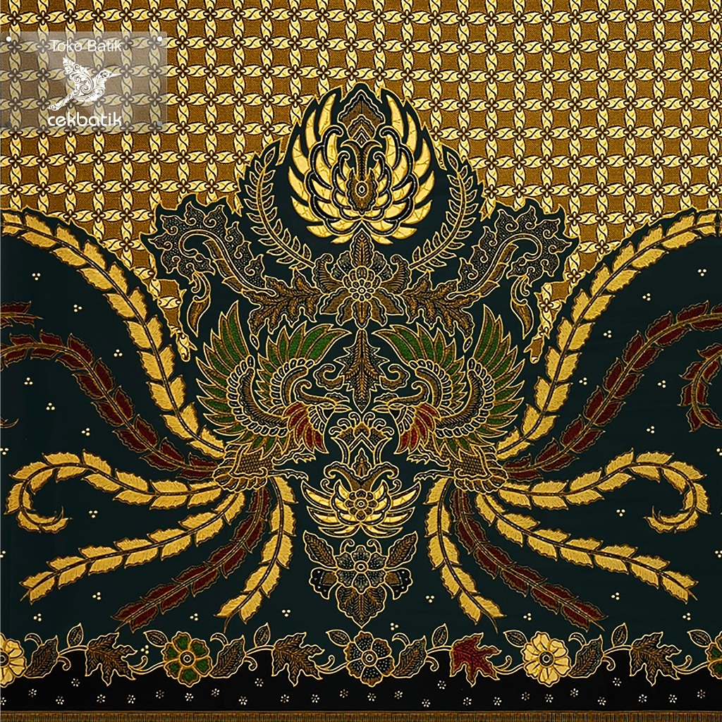 Kain Batik - Motif Burung Garuda Kawung Jawa Modern Spesial Ukuran Lebih Panjang (Tosca)