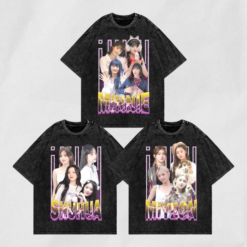 KAOS OVERSIZE G-IDLE - HITAM WASHED - KAOS G-IDLE - TSHIRT G-IDLE - KAOS BAHAN KATUN