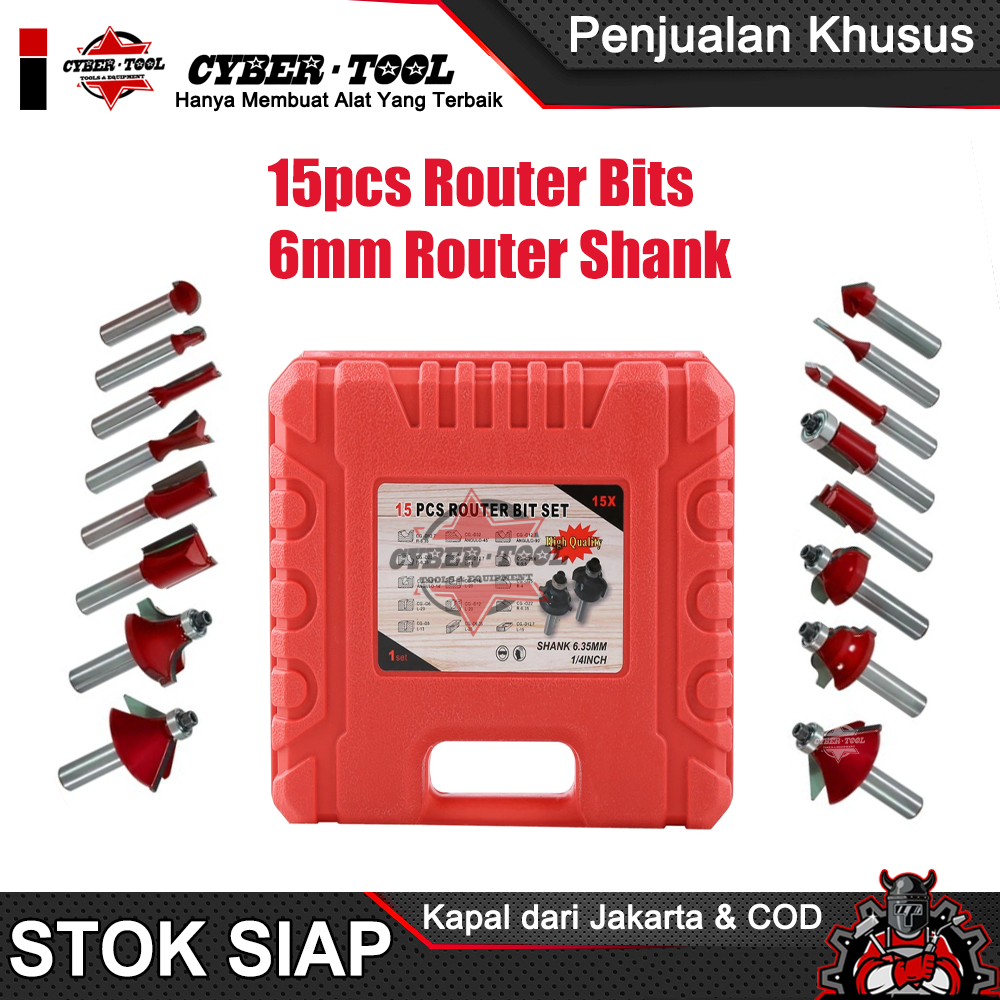 Mata Router set - Mata Profil 6mm - Mata Trimmer Set Router Bit Set 15pc