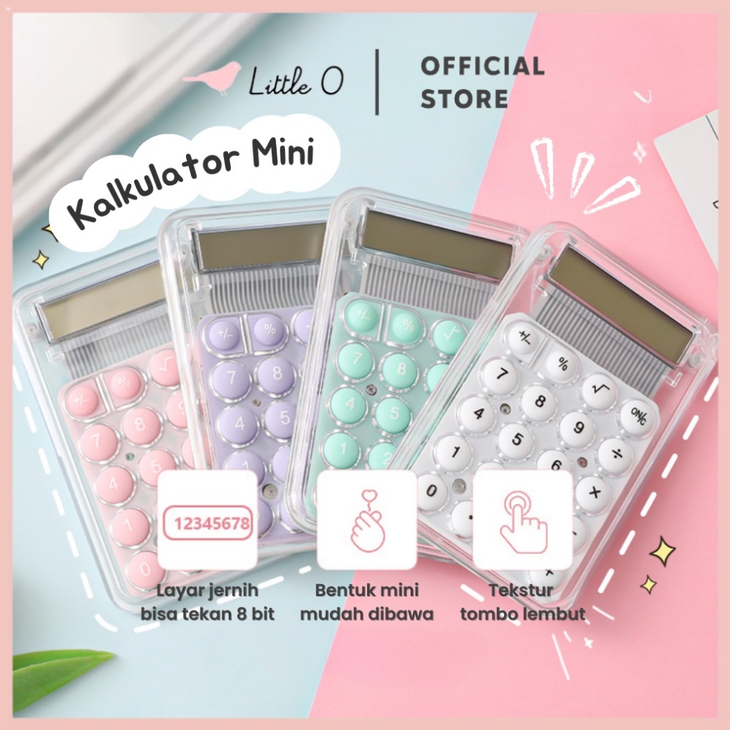 

Kalkulator Pastel Mini Transparan Kalkulator Kecil Imut Kalkulator Permen Electronic Calculator