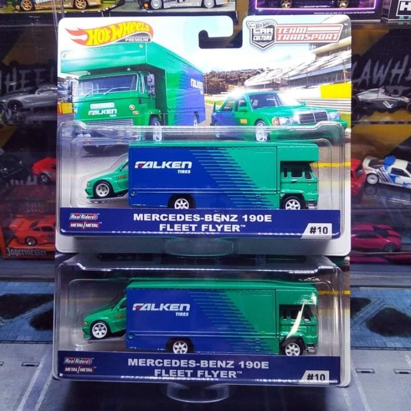 HOTWHEELS - PAKET TEAM TRANSPORT MERCEDES BENZ 190E FALKEN VARIAN SET