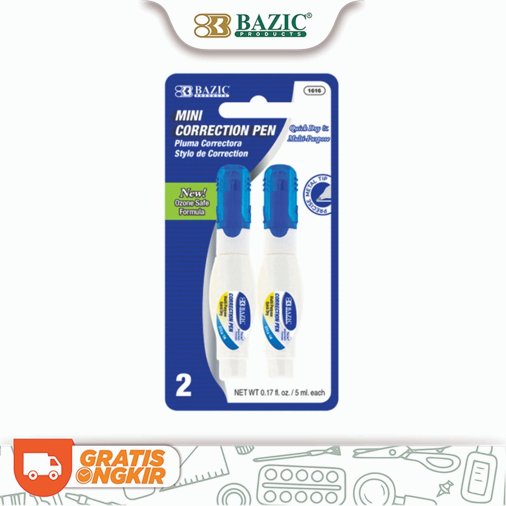 

Bazic 5ml Metal Tip Mini Correction Pen - Tipe X Kecil Isi 2 Pcs