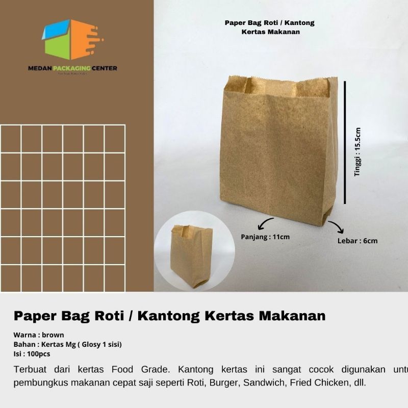 

Paper Bag S/Kantong kertas/Kantong roti/Kertas fried chiken/ Kantong snack/Penyimpanan makanan