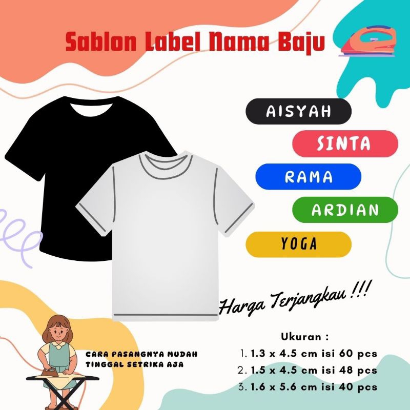 

stiker kain nama isi 60 pcs