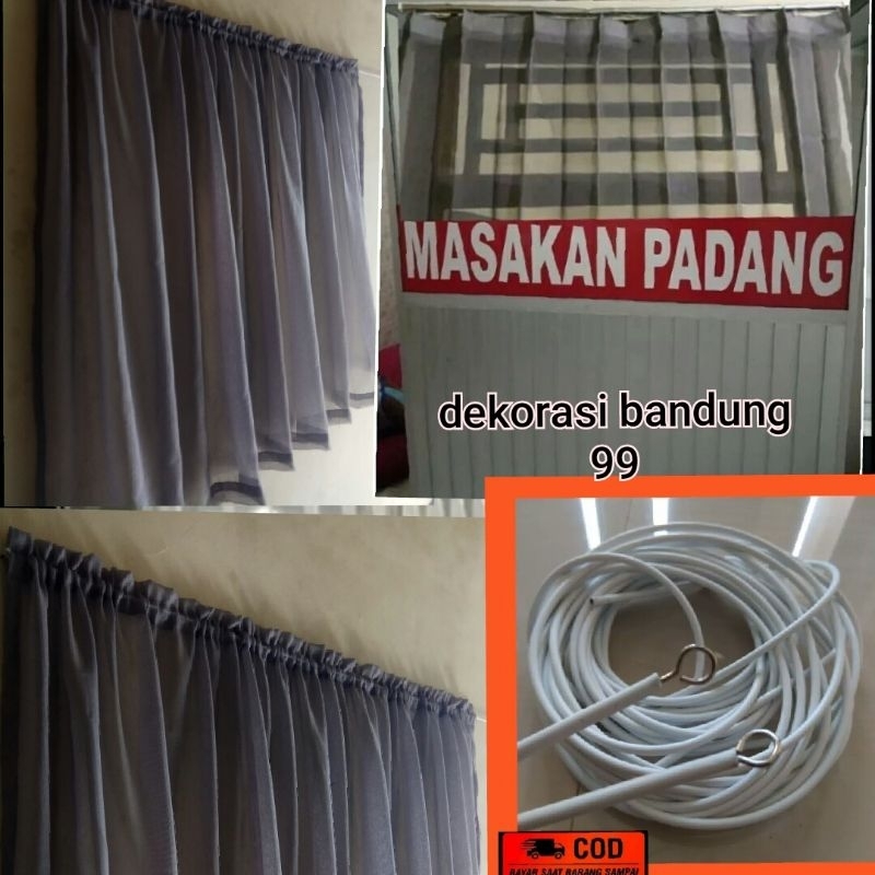 1Set Gorden Etalase warteg  serut panjang 150cm Tirai warung makan padang horden Etalase warteg