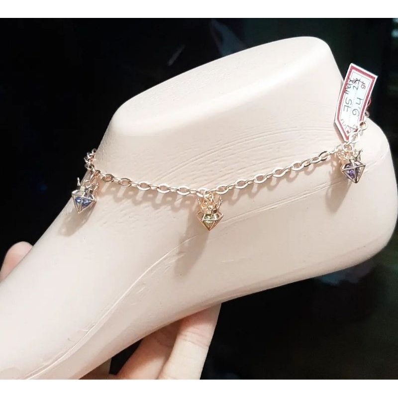 Gelang rantai emas 75 birthstone kaki