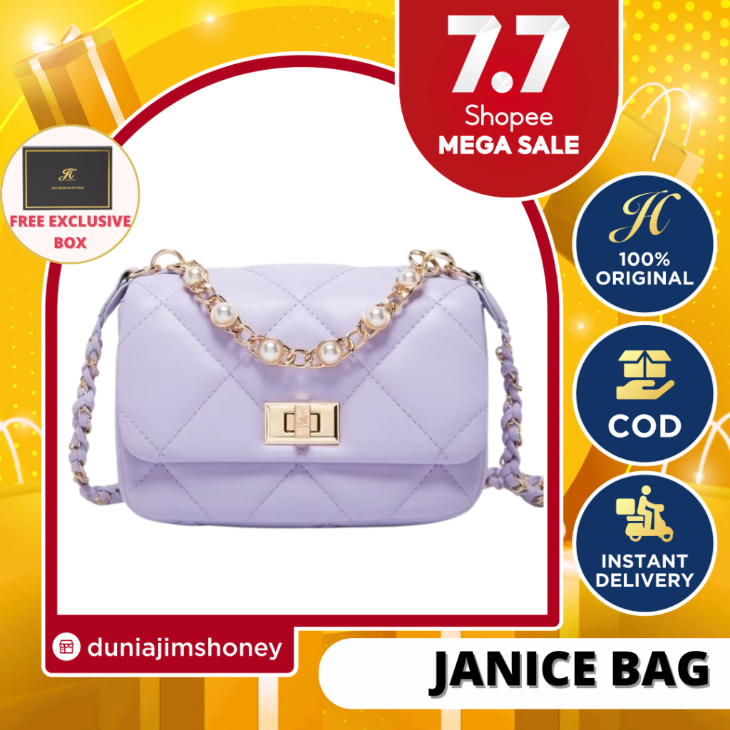 Jims Honey Janice Bag Tas Selempang Wanita Tali Rantai Free Box Sling Bag Cewek Import JH Ori