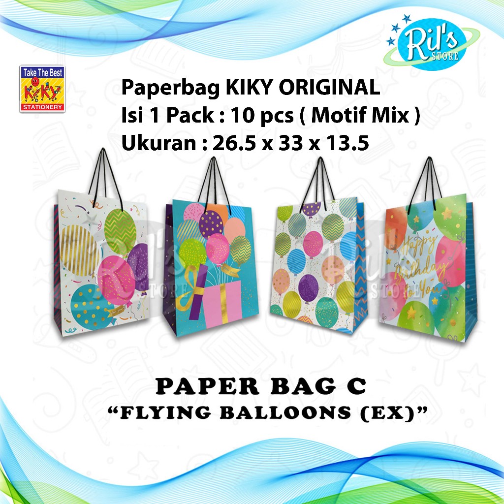 

PAPERBAG MOTIF GLOSSY KIKY C - ORIGINAL 1 PACK ( 10 PCS ) / SHOPPING BAG