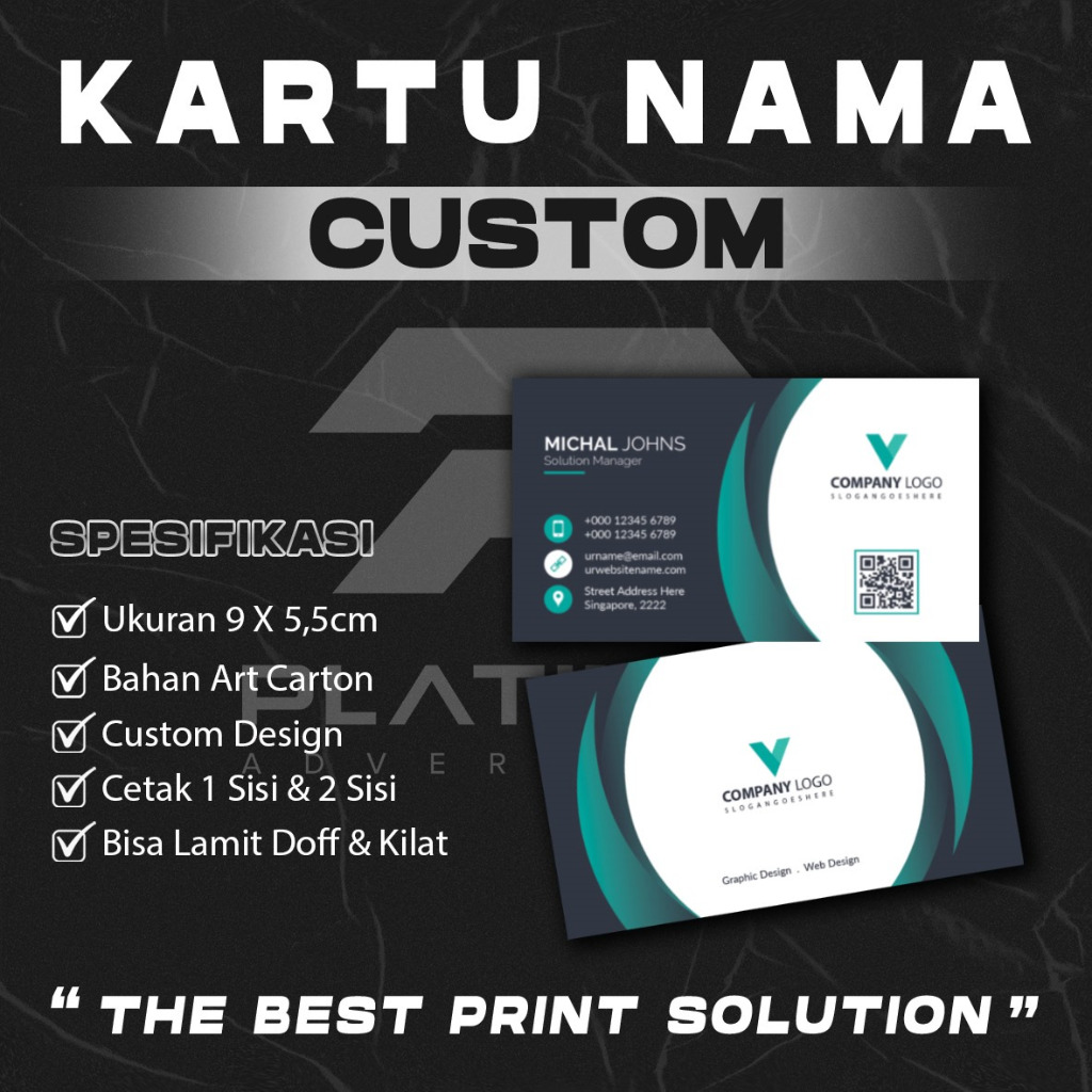 

CETAK KARTU NAMA CUSTOM BAHAN ART CARTON - FREE DESIGN - NAME CARD CUSTOM