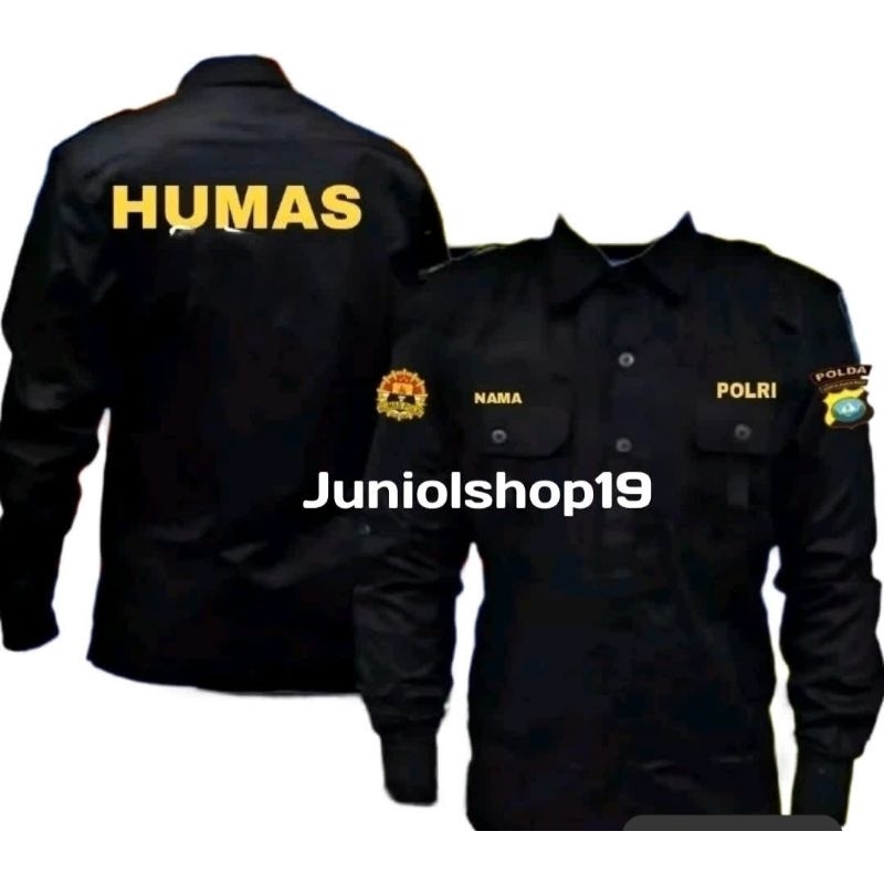 KEMEJA PDL HUMAS POLRI/SERAGAM POLRI HUMAS/KEMEJA PDL HUMAS POLRI FULL BORDIR/KEMEJA PDL COSTUM BORD