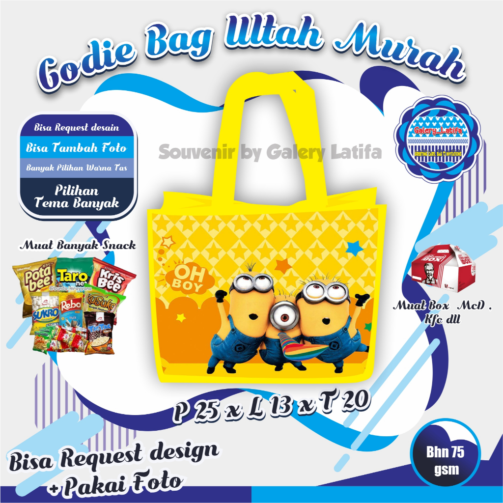 

GOODIE BAG ULANG TAHUN CUSTOM /TAS ULTAH MURAH/ TAS ULTAH LUCU BISA REQUEST FOTO ( "TEMA MINIONS' )