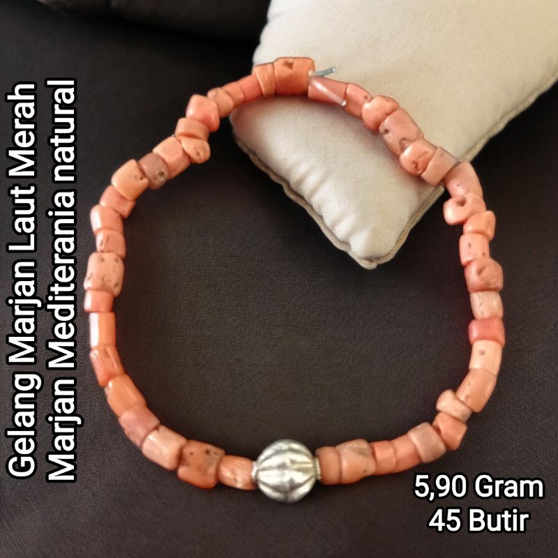 Marjan laut merah asli natural gelang Marjan Mediterania