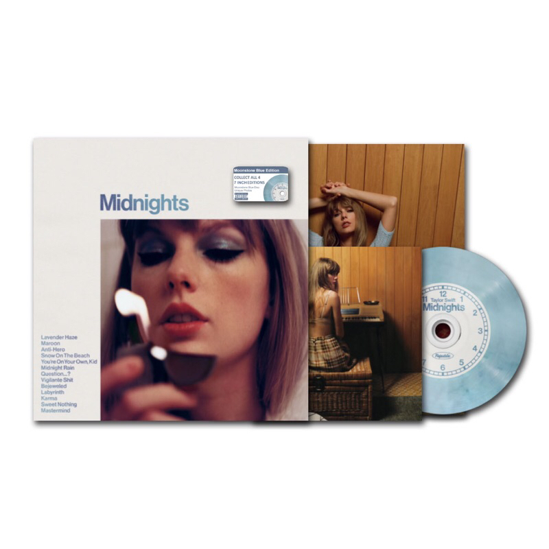 CD 7INCH TAYLOR SWIFT - MIDNIGHTS MOONSTONE BLUE EDITION ALBUM CD . TAYLOR SWIFT VINYL