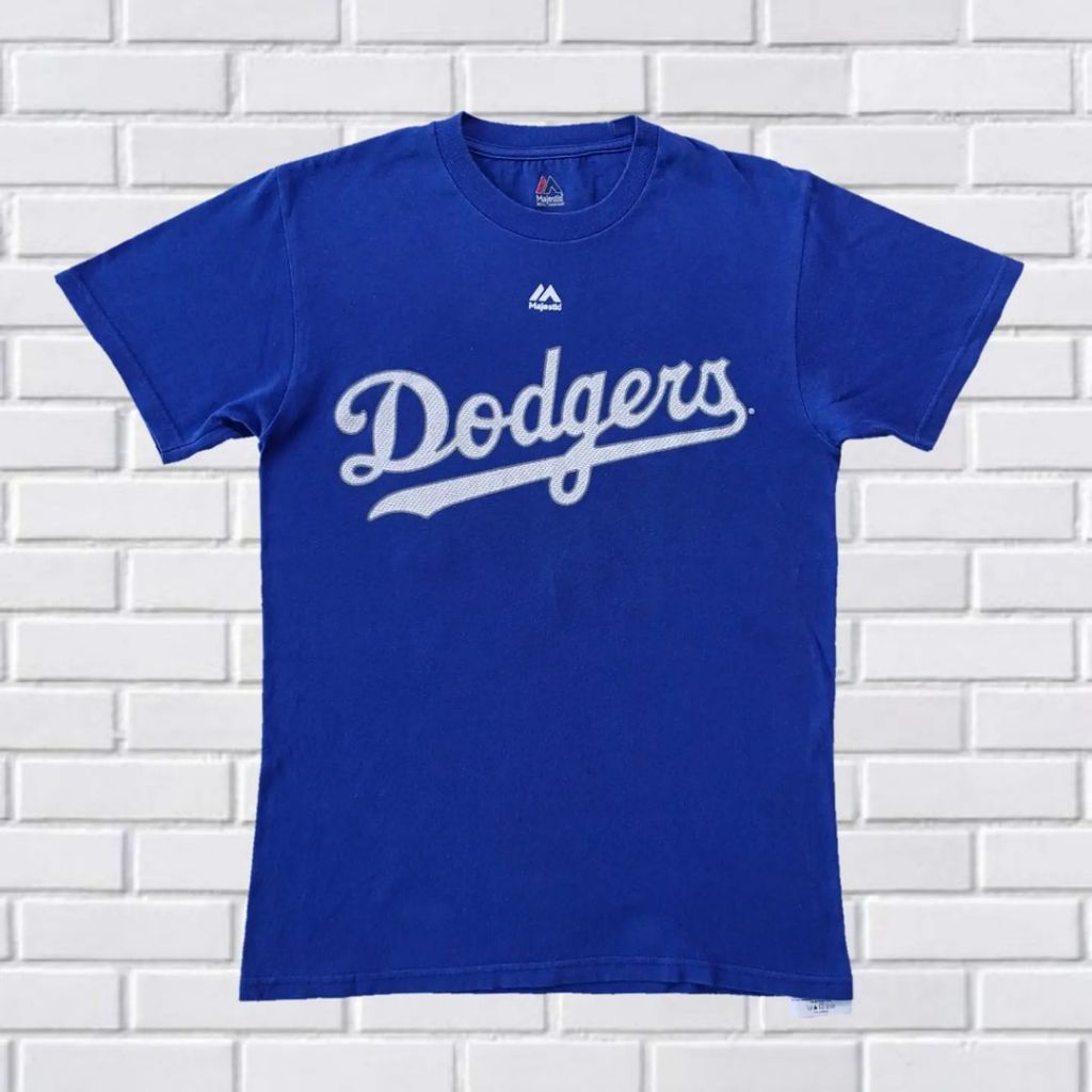 KAOS MLB DODGERS BY MAJESTIC, SIZE S-M (sECOND BRANDED) BIRU, TS0289