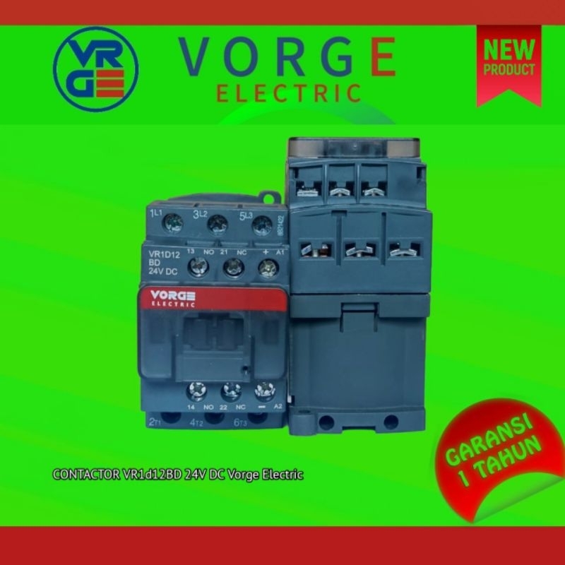 Kontaktor Contactor VORGE VR1D12 BD VR1D12BD 24VDC setara LC1D12 LC1D12BD garansi 1 tahun