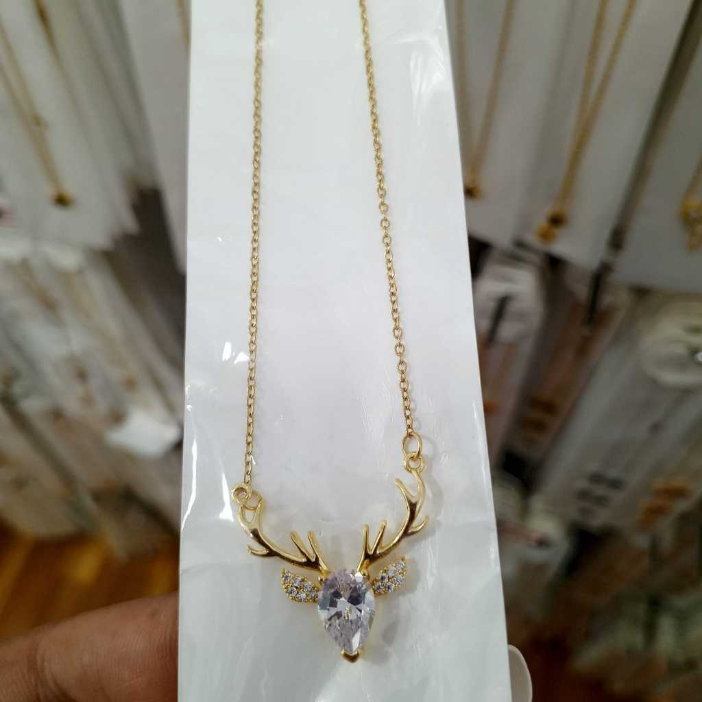 Perhiasan Wanita Kalung Titanium Asli Anti Karat Liontin Bulat Hitam