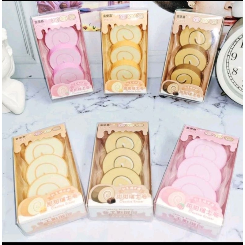 

Eraser cake/ Penghapus lucu/ Hapusan pensil/Penghapus Unik/ Penghapus Motif bentuk Kue Bolu