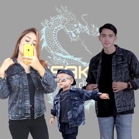 KF7 Jaket Jeans Couple  jaket couple anak  jaket couple keluarga