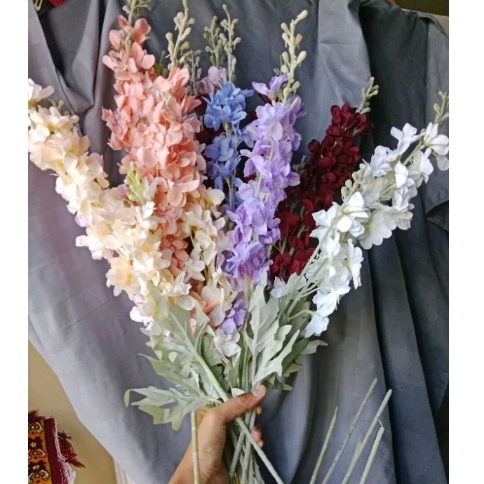 Bunga dalphelium, bunga sedap malam aritificial untuk bahan dekorasi dan mahar termurah banyak pilih