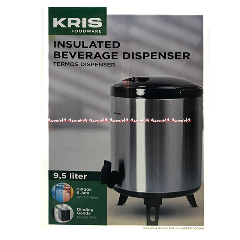 Kris Foodware 9.5L Insulated Dispenser Termos Dispenser 9.5 Litter 1kran Tempat Air Minum Air Panas 