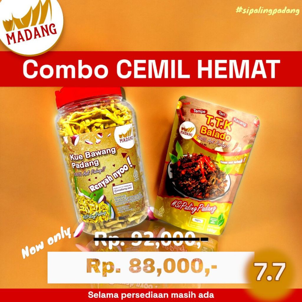 

Combo Cemil Kue Bawang + Tempe Teri Kacang Balado