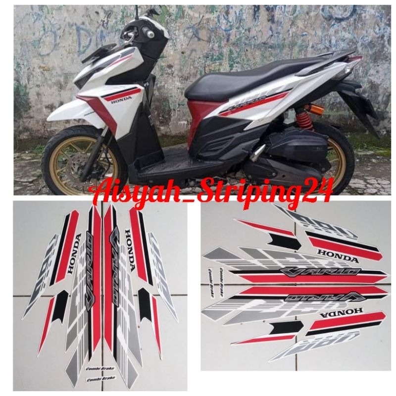 STIKER STRIPING LIS BODY MOTOR VARIO HONDA VARIO 125 LED 2017 PUTIH