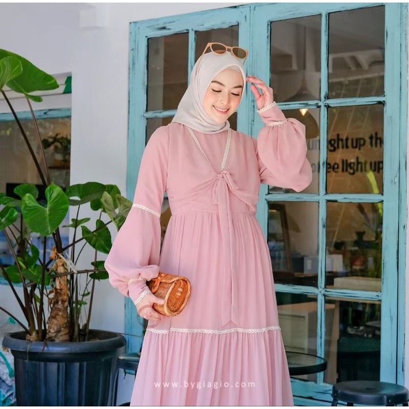 Bygiagio Madeline Dress (Baby Pink, Size L), Rental Party Dress, Maternity Dress, Rental Prewedding 