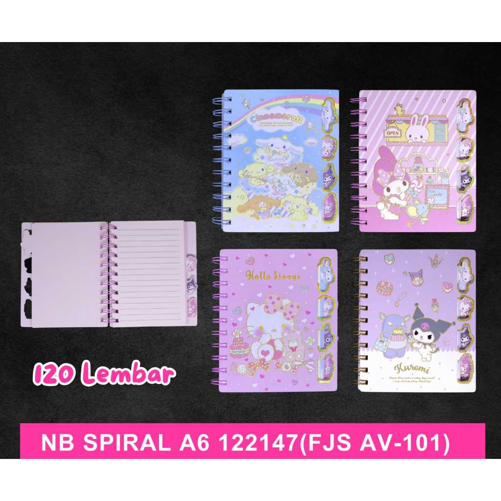 

Notebook/ Notes/ Buku Diary/ Buku Catatan/ Buku Memo/ Buku Harian/ Agenda Spiral Karakter Kartun Sanrio Isi 120Lembar Ukuran A6