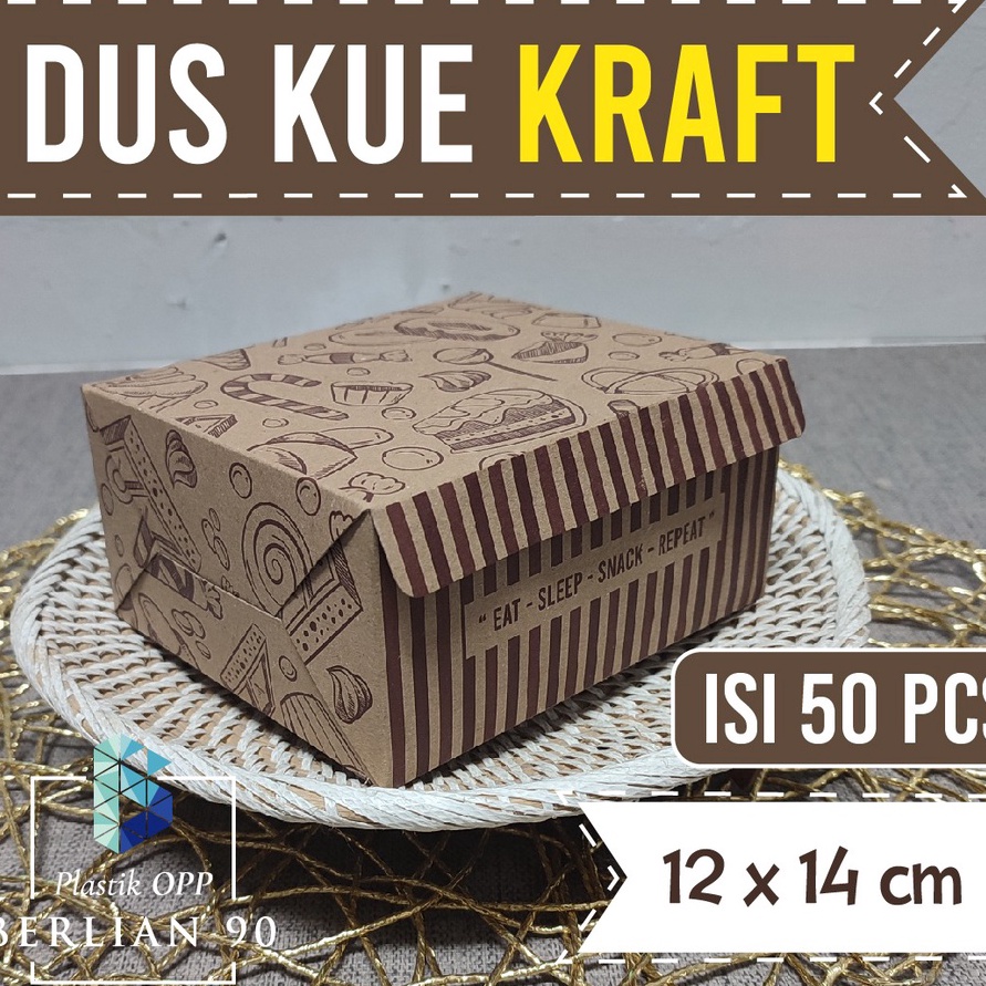 

Spesial Dus Kue 12 x 14 cm Motif Kraft Kardus Snack Box isi 5 pcs
