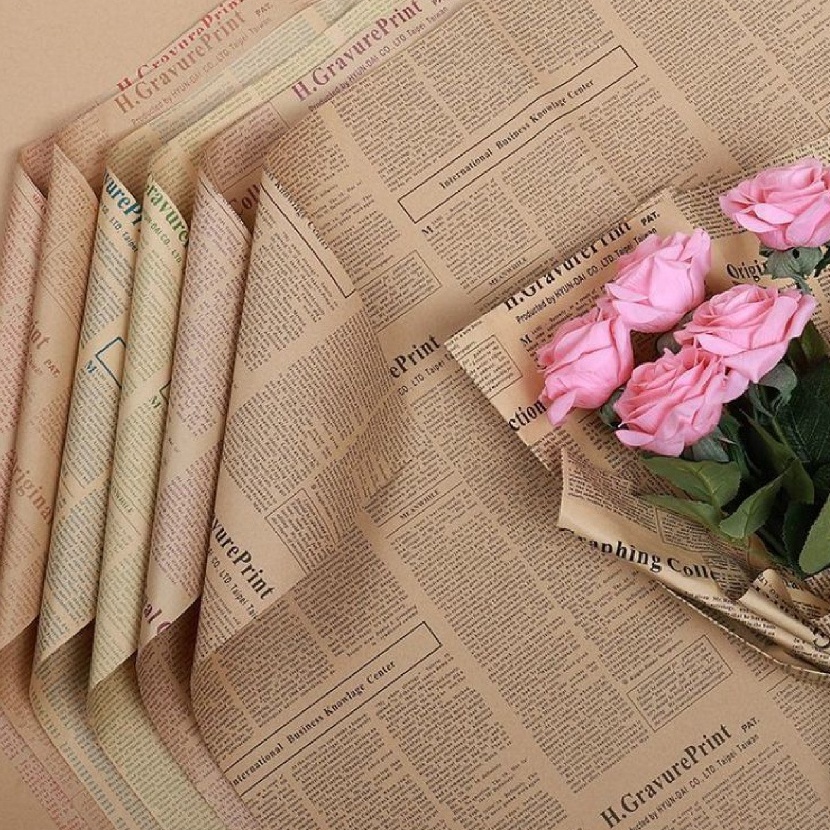 

Terbaik 2 LEMBAR Kertas Buket Bunga Cellophane Motif Koran Vintage Newspaper Flower Wrapping Paper KB29