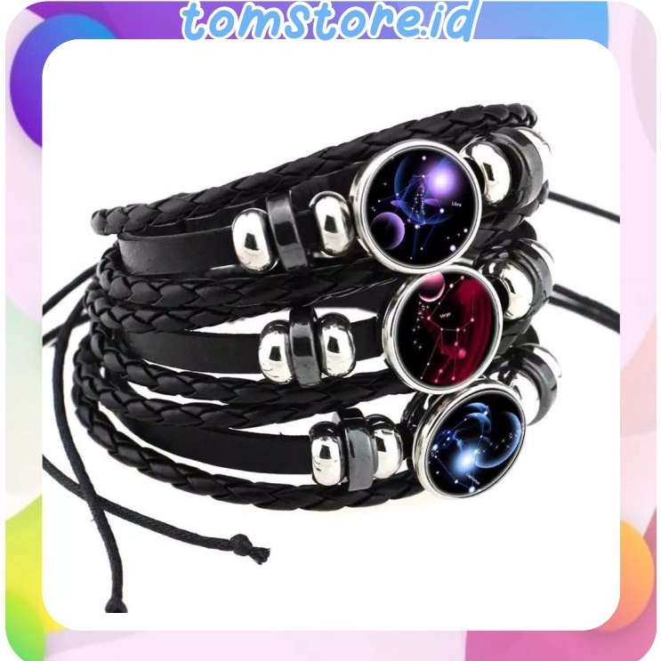READY STCOK TOMSTOREID A4 GELANG ZODIAK GLOW IN THE DARK GELANG UNISEX GELANG WANITA PRIA GELANG KOR