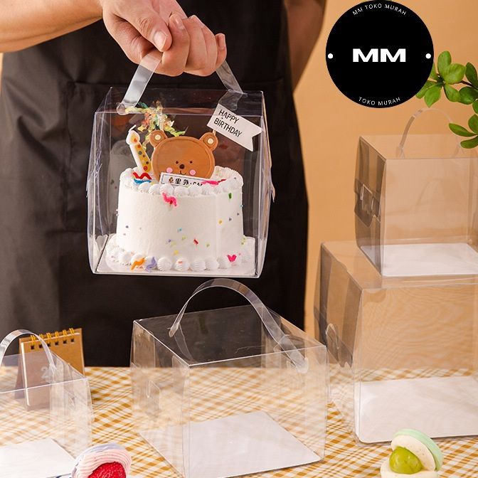 

Flash Sale 5pcs 15x15x13cm dus mika kue tart dus kue bening kotak mika kue