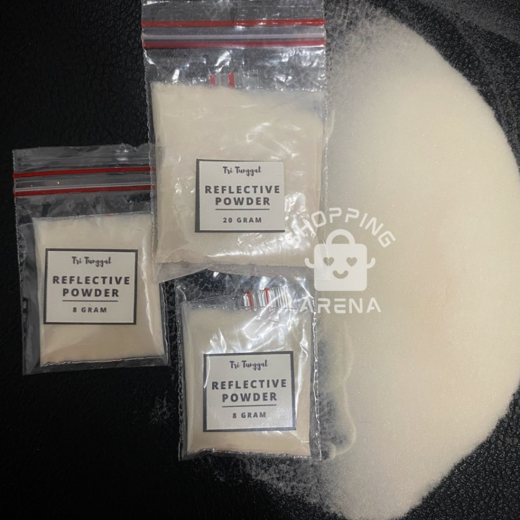 

Serbuk Reflective Powder White Kemasan 20gr 8gr 3gr Bubuk Reflektif Putih Pemantul Cahaya Pantulan Sinar Bahan Campuran Sablon Plastisol Resin Clear Tinta Glow Screen Kualitas Bagus Murah Termurah Halus Lembut Prakarya Reflektive Shopping Arena Malang