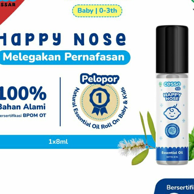

Premium Cessa Baby 3thn HAPPY NOSE Essential Oil Melegakan Pernapasan dan Meredakan BatukPilek