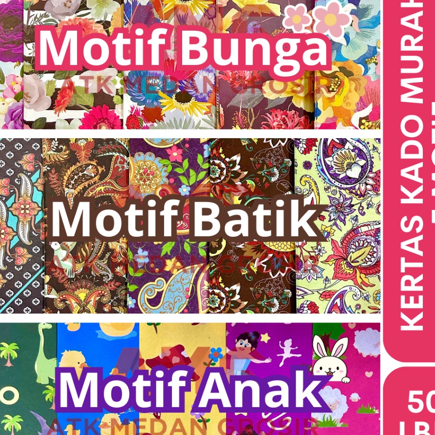 

Price ATK MEDAN GROSIR KERTAS KADO MURAH ISI 5LEMBAR 5 MOTIF BISA 1 MOTIF